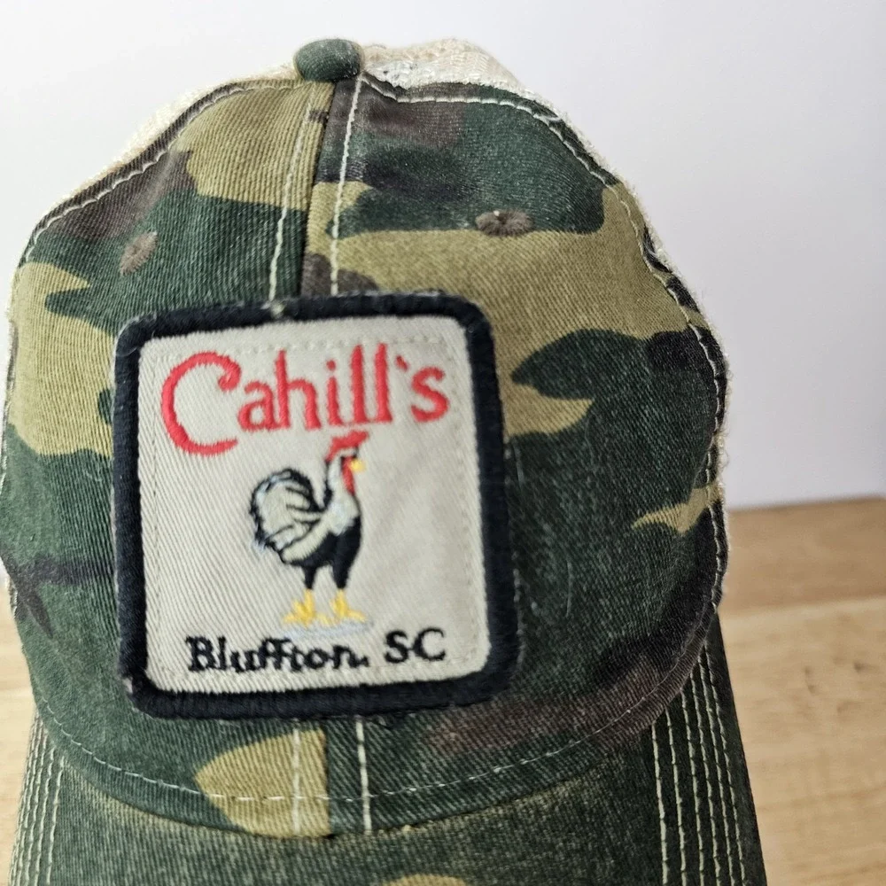 Cahills Lowcountry Hat Baseball Cap Camo Green Bluffton SC‎ Rooster Farm Casual